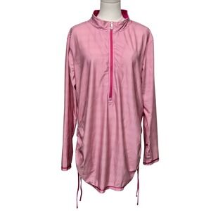 UV Skinz Shirt Womens 3XL Pink Stripe UPF 50+ Half Zip‎ Long Sleeve Rash Guard